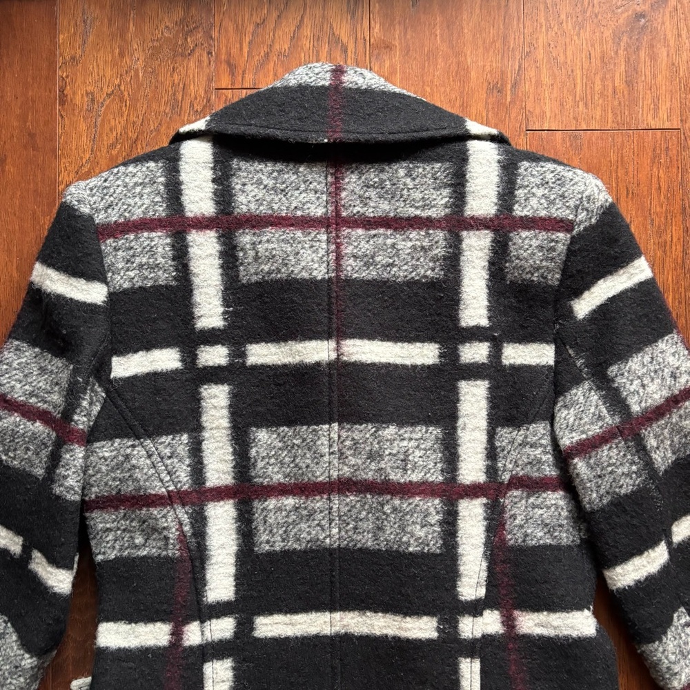 RACHEL Rachel Roy Black and White Plaid Pea Coat - Picture 8 of 15